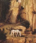 A Hermit Leading Horses to the Trough (mk22), Moritz von Schwind
